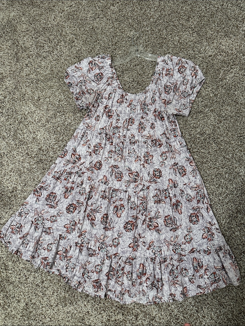 Girls White Floral Tiered Dress